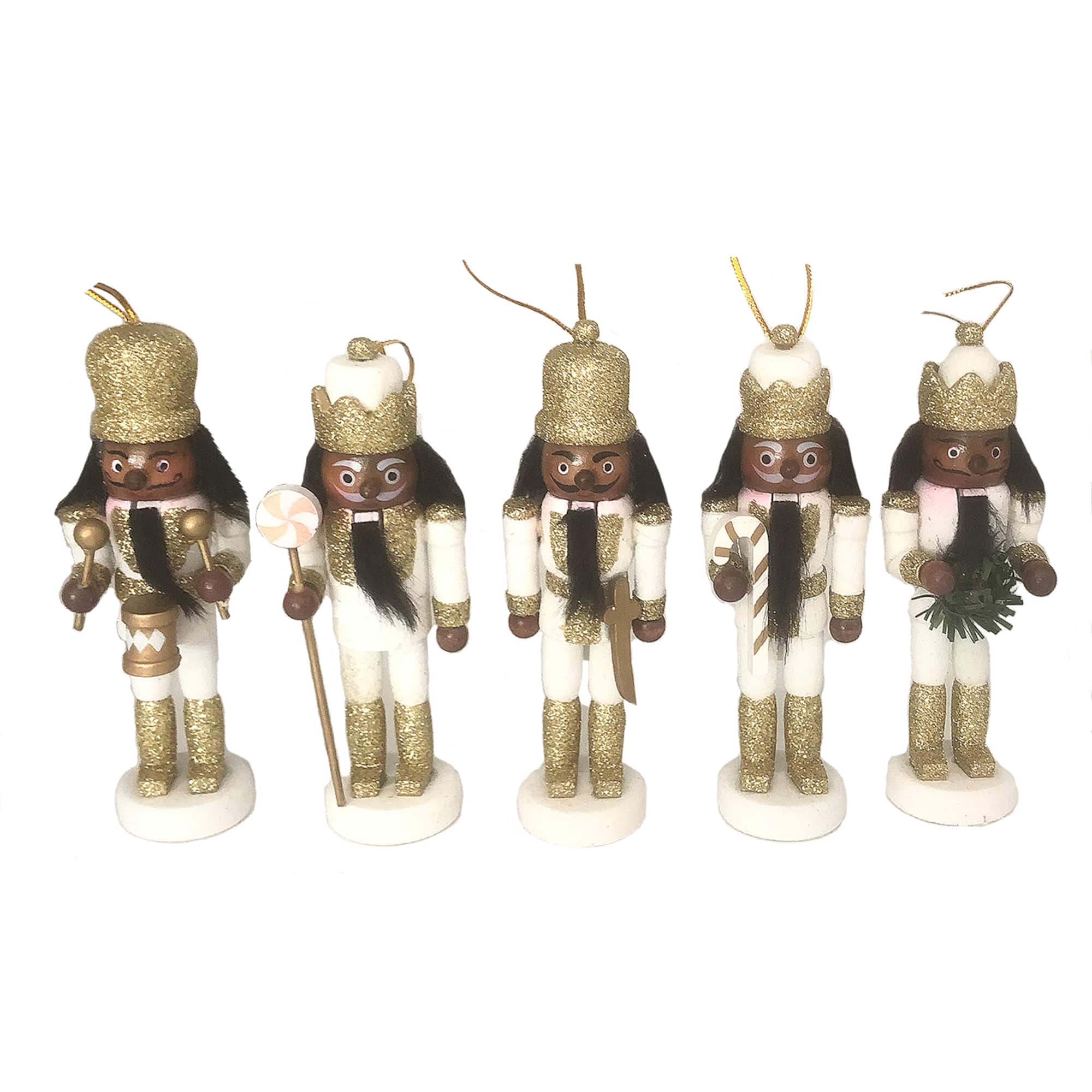 5" Black, White & Gold Glitter Nutcracker Set